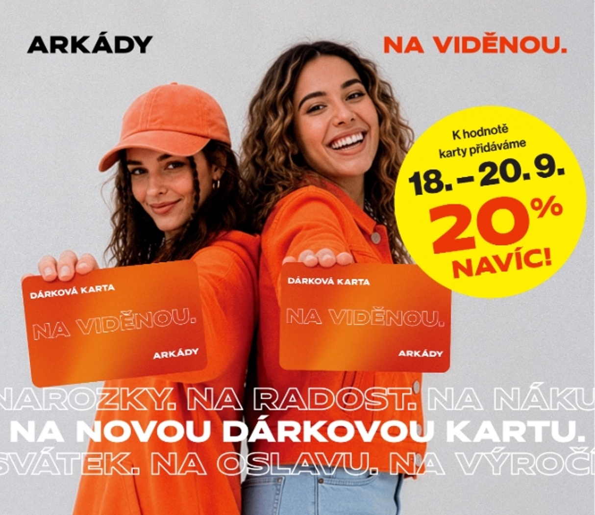 Nakup dárkovou kartu OC Arkády a získej 20 % hodnoty navíc. Akce trvá jen tři dny!